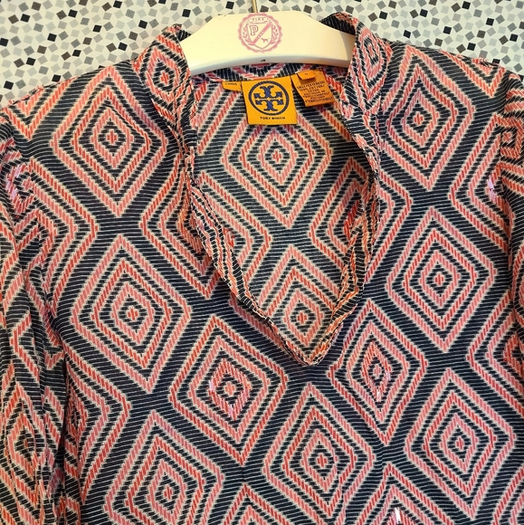 Tory Burch "Stephanie" Geometric Aztec Tunic Blouse Size 0 - Picture 4 of 9